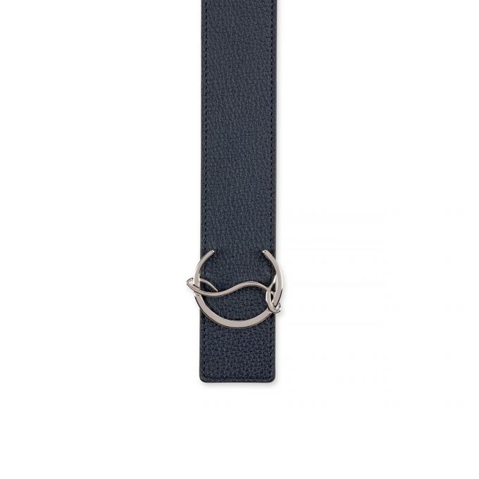 Cinturones Christian Louboutin Cl Logo Belt 40 Classic Cuero Belts Hombre Azul Marino Negros Plateados | MX-37872