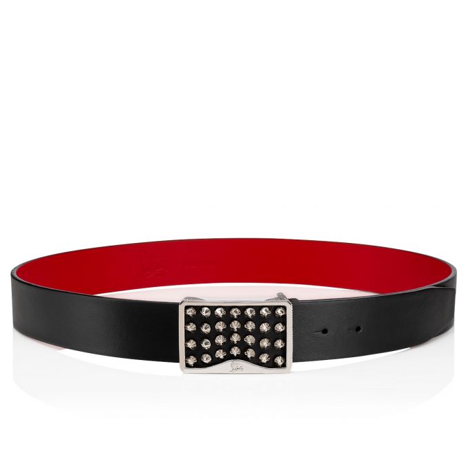 Cinturones Christian Louboutin Louis Belt 35 Classic Cuero Belts Hombre Negros Plateados | MX-73980