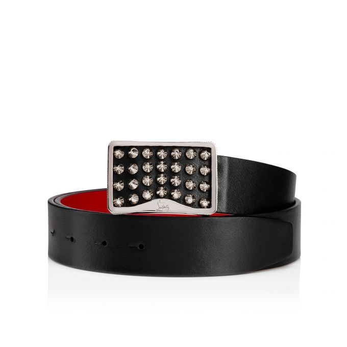 Cinturones Christian Louboutin Louis Belt 35 Classic Cuero Belts Hombre Negros Plateados | MX-73980