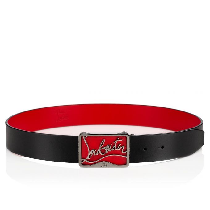 Cinturones Christian Louboutin Ricky Belt 35 Classic Cuero Belts Hombre Negros Rojos | MX-56864