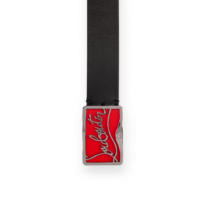 Cinturones Christian Louboutin Ricky Belt 35 Classic Cuero Belts Hombre Negros Rojos | MX-56864