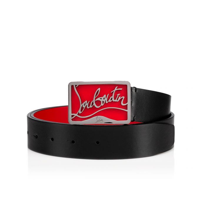 Cinturones Christian Louboutin Ricky Belt 35 Classic Cuero Belts Hombre Negros Rojos | MX-56864