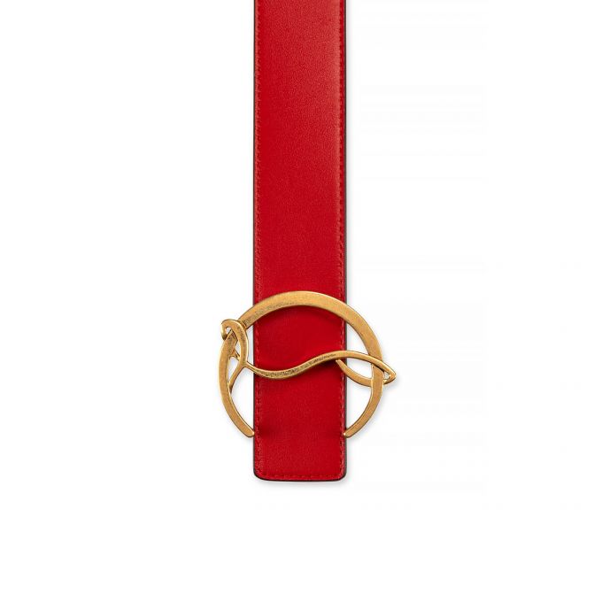 Cinturones Christian Louboutin W Cl Logo Belt Loubi/Antic Calf Belts Mujer Rojos Dorados | MX-01031