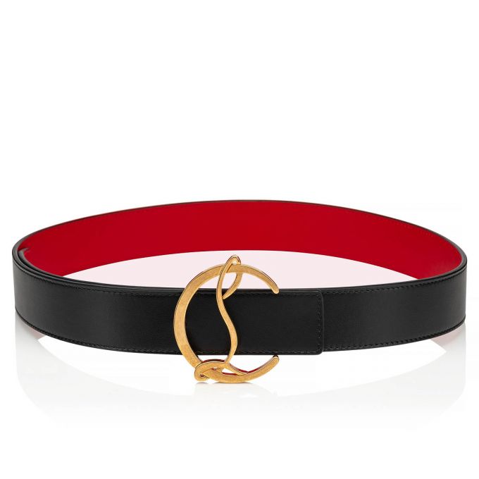 Cinturones Christian Louboutin W Cl Logo Belt Calf Belts Mujer Negros Dorados | MX-94565