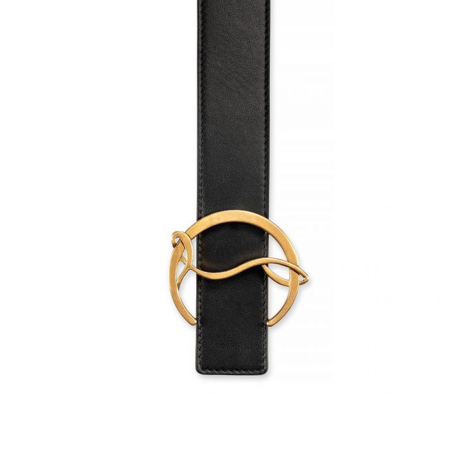 Cinturones Christian Louboutin W Cl Logo Belt Calf Belts Mujer Negros Dorados | MX-94565