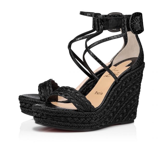 Espadrilles Christian Louboutin Bodrum 110 Algodon Espadrilles Mujer Negros | MX-71923