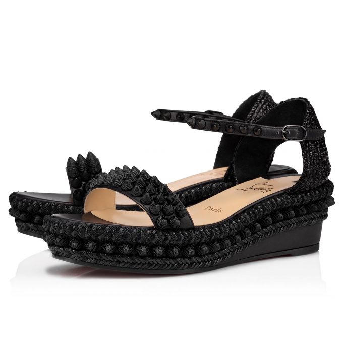 Espadrilles Christian Louboutin Lata 60 Calf Espadrilles Mujer Negros | MX-08809