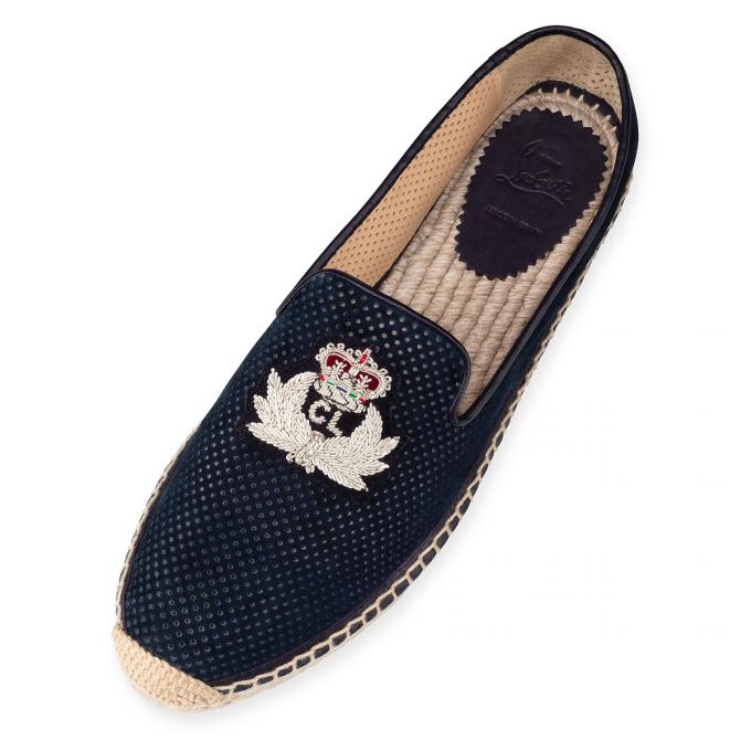 Espadrilles Christian Louboutin Nanou Orlato Veau Velours Espadrilles Mujer Azules | MX-33665