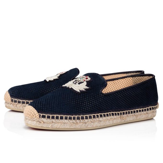 Espadrilles Christian Louboutin Nanou Orlato Veau Velours Espadrilles Mujer Azules | MX-33665