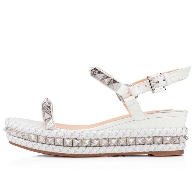 Espadrilles Christian Louboutin Pyraclou 60 Calf Espadrilles Mujer Blancos | MX-25169