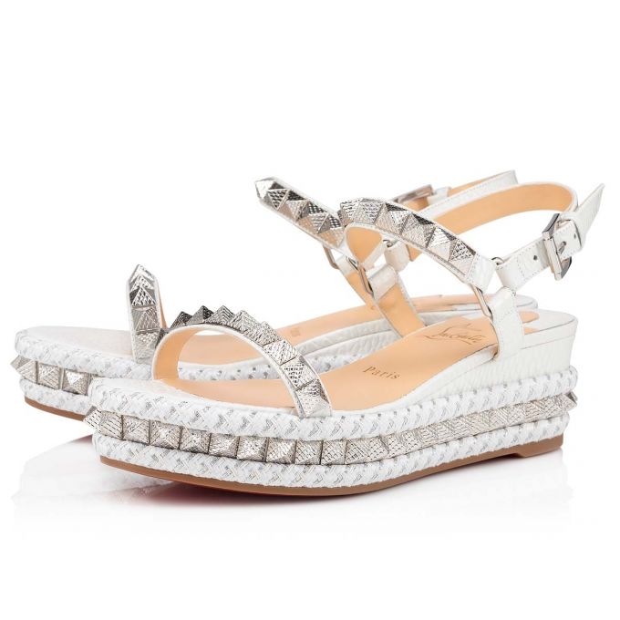 Espadrilles Christian Louboutin Pyraclou 60 Calf Espadrilles Mujer Blancos | MX-25169