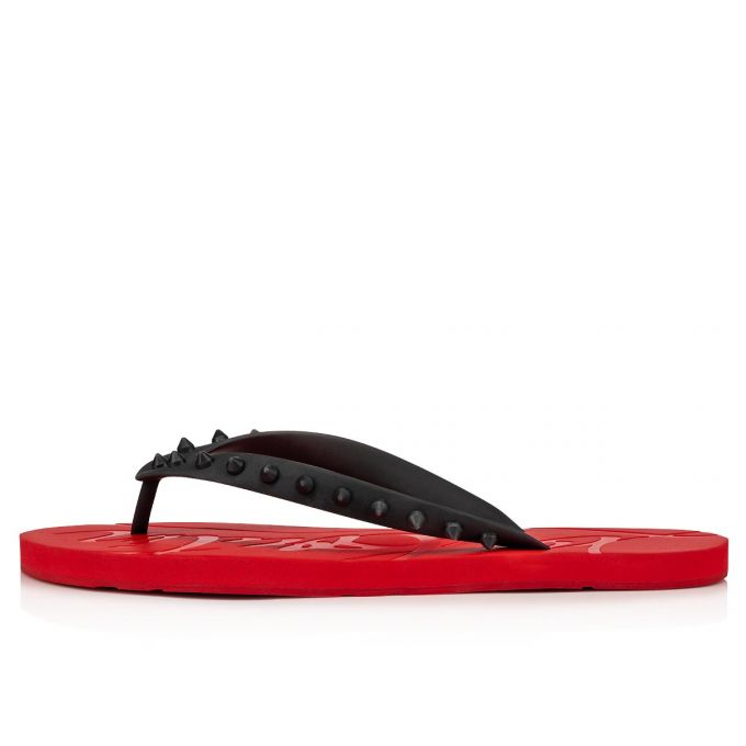 Espadrilles & Sandals Christian Louboutin Loubi Flip 000 Pvc Sandals Hombre Negros Rojos | MX-03817