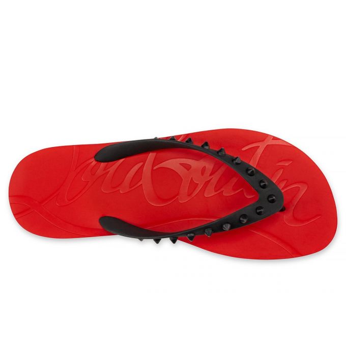 Espadrilles & Sandals Christian Louboutin Loubi Flip 000 Pvc Sandals Hombre Negros Rojos | MX-03817