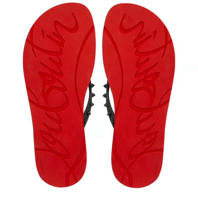 Espadrilles & Sandals Christian Louboutin Loubi Flip 000 Pvc Sandals Hombre Negros Rojos | MX-03817