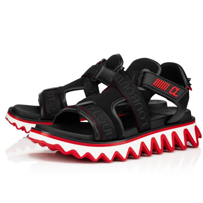 Espadrilles & Sandals Christian Louboutin Summer Loubishark Calf Sandals Hombre Negros | MX-18760