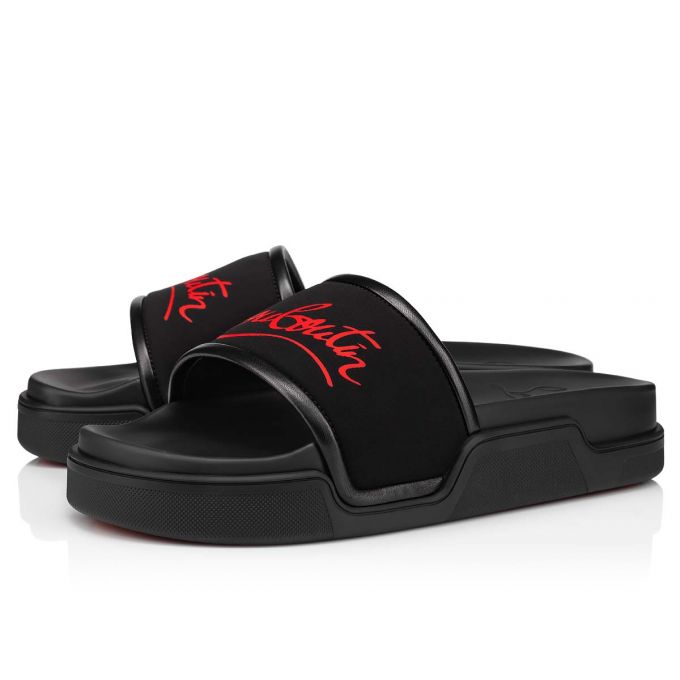 Espadrilles & Sandals Christian Louboutin Navy Pool Nylon Sandals Hombre Negros | MX-38143