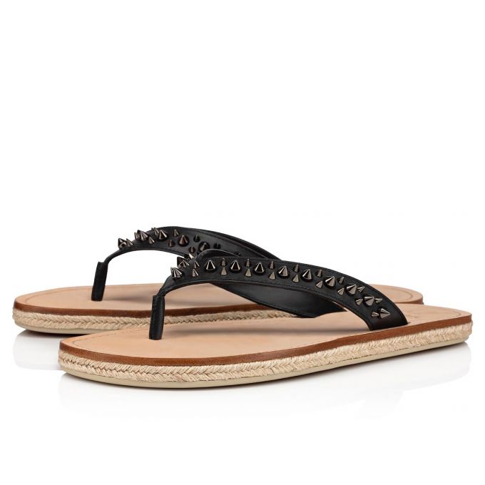 Espadrilles & Sandals Christian Louboutin Pyraclobis Calf Sandals Hombre Negros | MX-53677