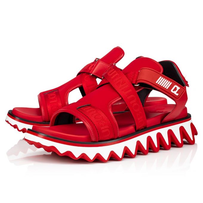 Espadrilles & Sandals Christian Louboutin Summer Loubishark Calf Sandals Hombre Rojos | MX-79617