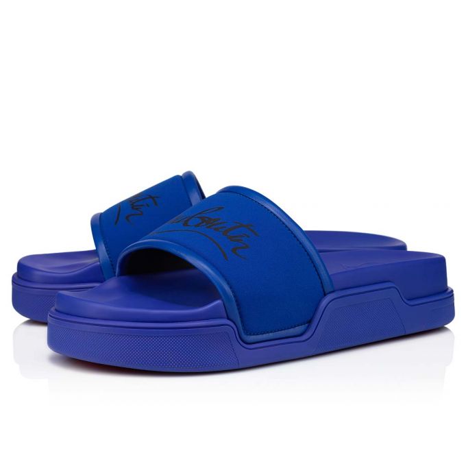 Espadrilles & Sandals Christian Louboutin Navy Pool Nylon Sandals Hombre Azules | MX-86880