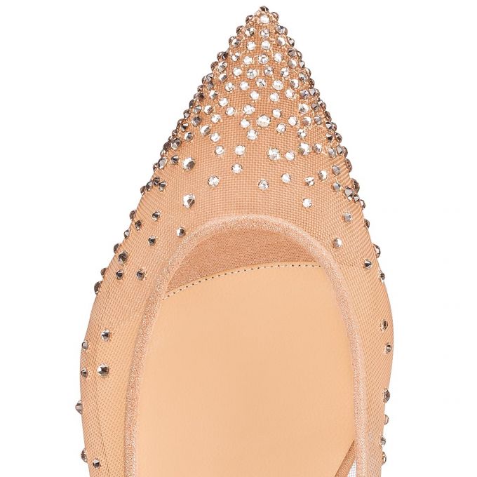 Flats Christian Louboutin Follies Strass 000 Version Light Silk Strass Flats Mujer Beige | MX-79472