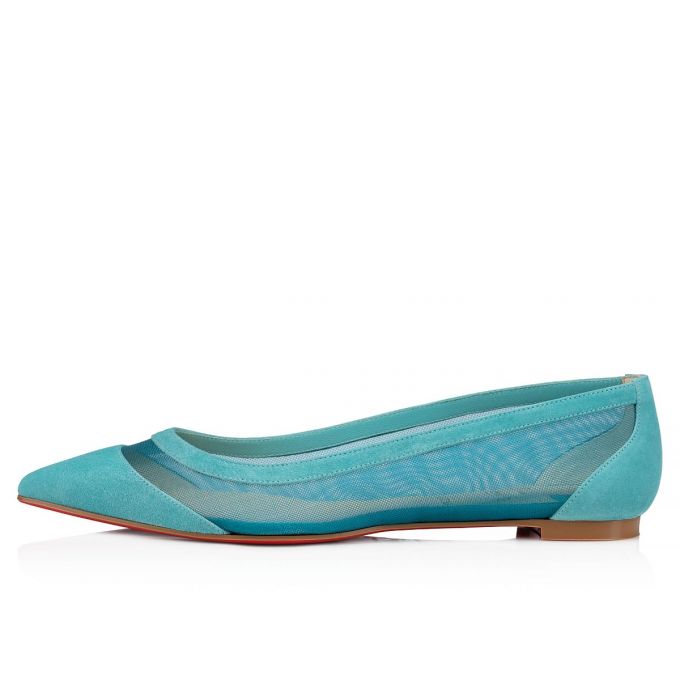 Flats Christian Louboutin Galativi 000 Version Noumea Veau Velours Flats Mujer Turquesa | MX-19170