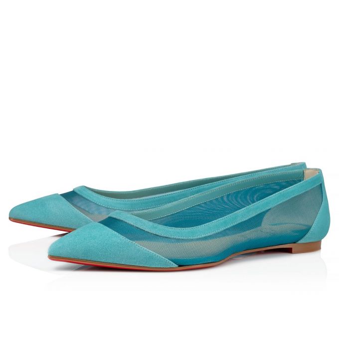 Flats Christian Louboutin Galativi 000 Version Noumea Veau Velours Flats Mujer Turquesa | MX-19170