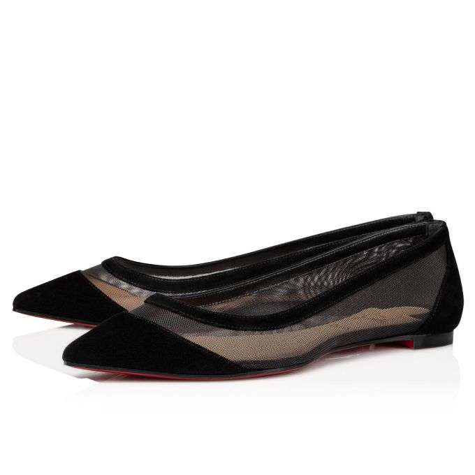 Flats Christian Louboutin Galativi 000 Version Veau Velours Flats Mujer Negros | MX-27386