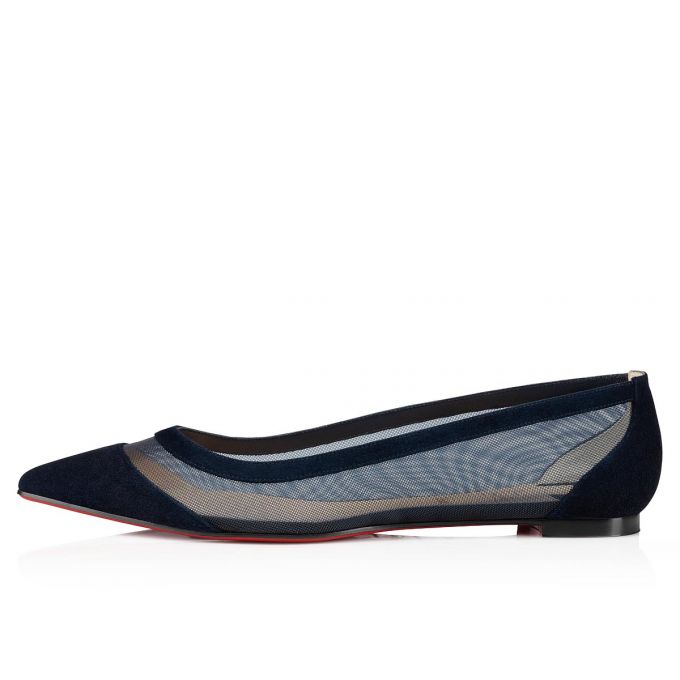 Flats Christian Louboutin Galativi 000 Version Marine Veau Velours Flats Mujer Azul Marino | MX-43459