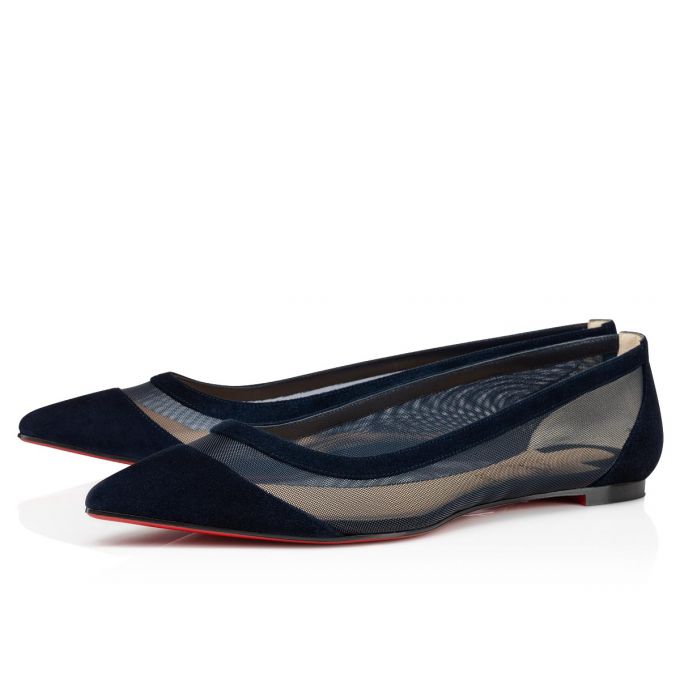 Flats Christian Louboutin Galativi 000 Version Marine Veau Velours Flats Mujer Azul Marino | MX-43459