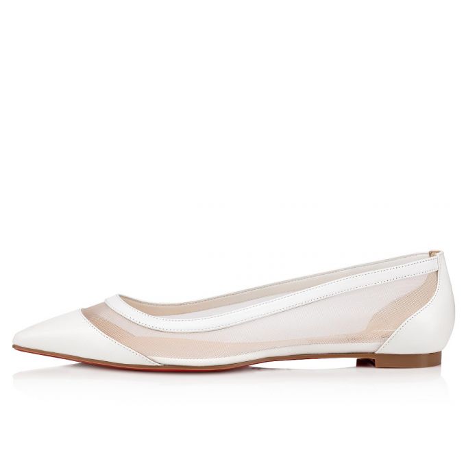 Flats Christian Louboutin Galativi Planos Version Classic Fabric Flats Mujer Blancos | MX-29010