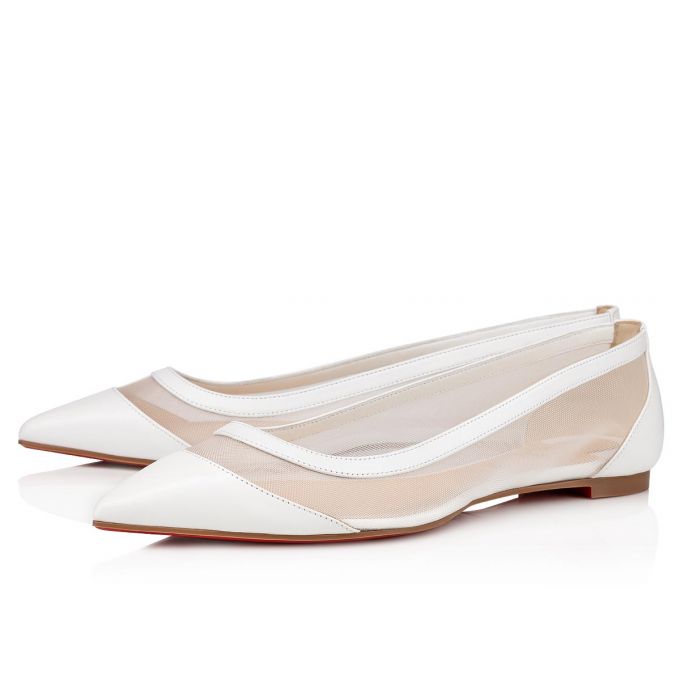 Flats Christian Louboutin Galativi Planos Version Classic Fabric Flats Mujer Blancos | MX-29010