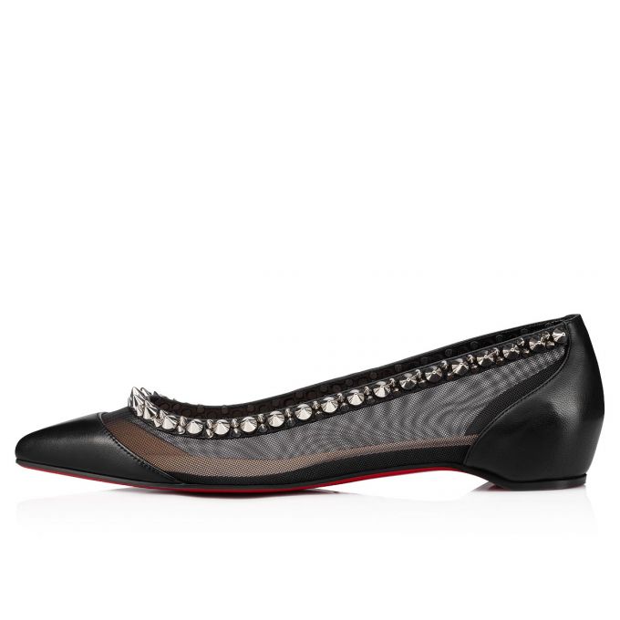 Flats Christian Louboutin Galativi Spikes Fishnet Flats Mujer Negros Plateados | MX-79571