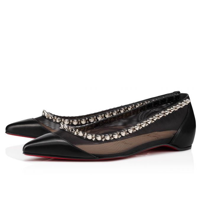 Flats Christian Louboutin Galativi Spikes Fishnet Flats Mujer Negros Plateados | MX-79571