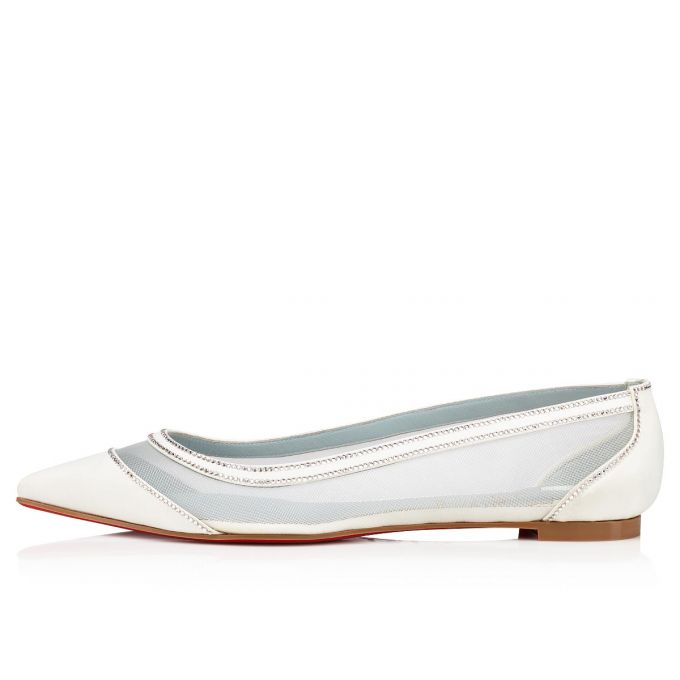 Flats Christian Louboutin Galativi Strass Version Flats Mujer Blancos | MX-61770