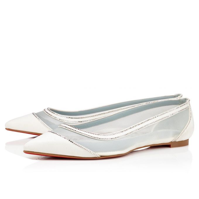 Flats Christian Louboutin Galativi Strass Version Flats Mujer Blancos | MX-61770