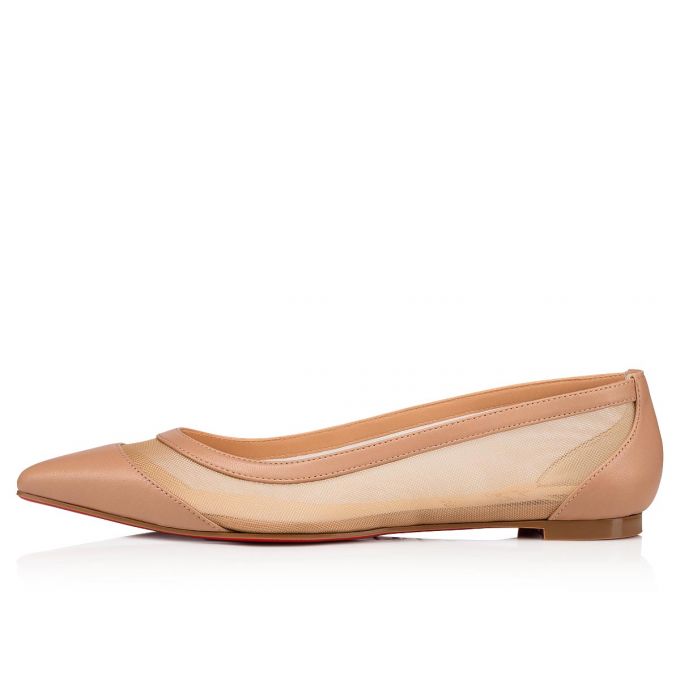 Flats Christian Louboutin Galativi Version Classic Fabric Flats Mujer Beige | MX-90294