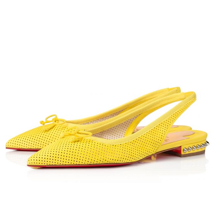 Flats Christian Louboutin Hall Sling Gamuza Flats Mujer Amarillos | MX-34301