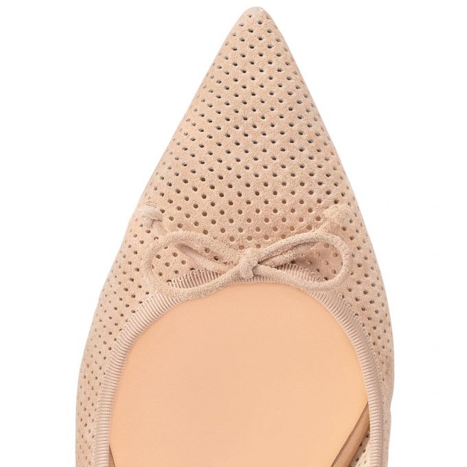 Flats Christian Louboutin Hall Sling Veau Velours Flats Mujer Beige | MX-94019