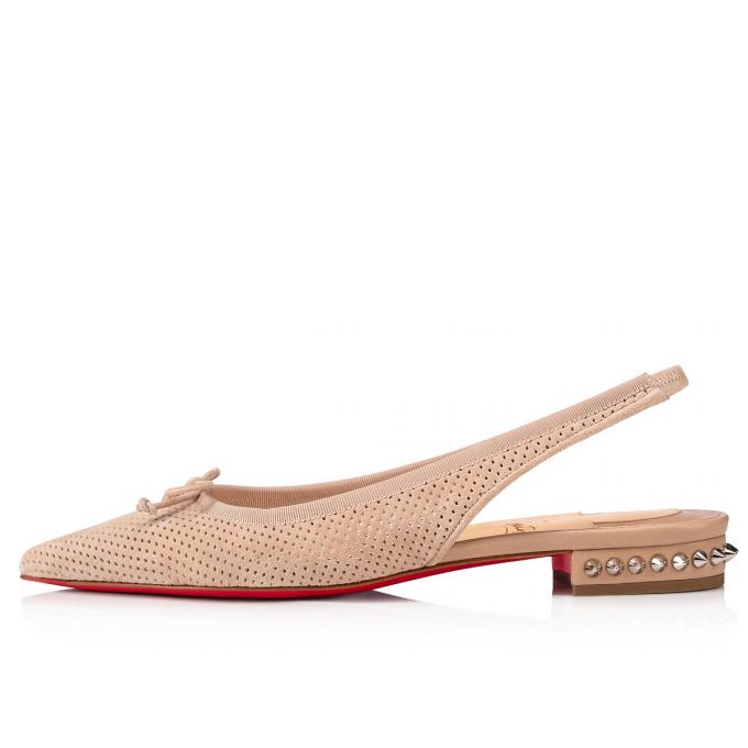 Flats Christian Louboutin Hall Sling Veau Velours Flats Mujer Beige | MX-94019