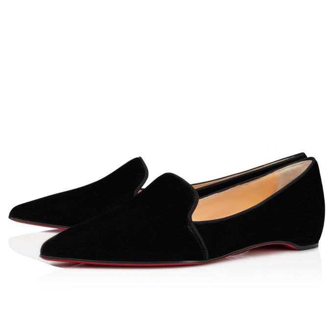 Flats Christian Louboutin Kashasha Veau Velours Flats Mujer Negros | MX-19162