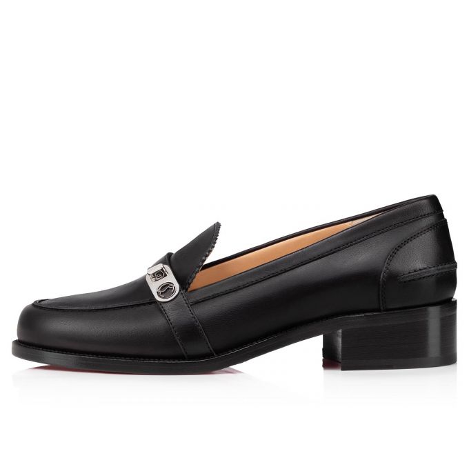 Flats Christian Louboutin Lock Me Moc Calf Flats Mujer Negros | MX-05087