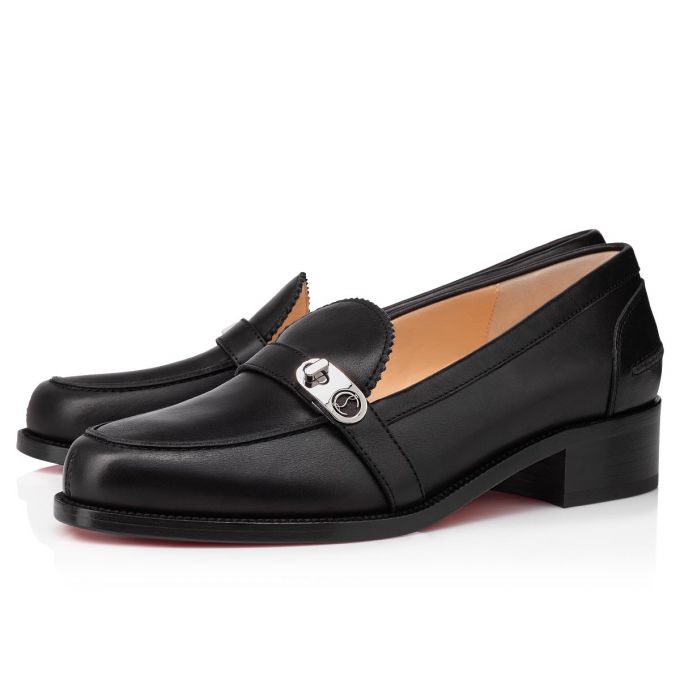 Flats Christian Louboutin Lock Me Moc Calf Flats Mujer Negros | MX-05087