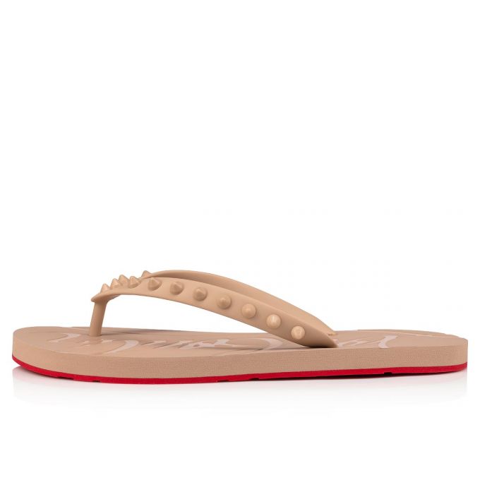 Flats Christian Louboutin Loubi Flip 1 Plastic Finish Flats Mujer Beige | MX-25320