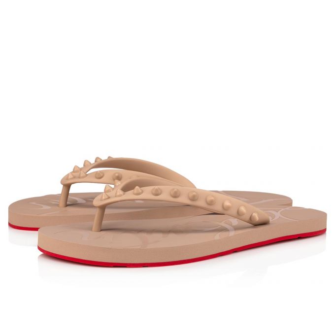 Flats Christian Louboutin Loubi Flip 1 Plastic Finish Flats Mujer Beige | MX-25320