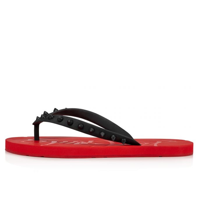 Flats Christian Louboutin Loubi Flip Donn 000 Gomme Flats Mujer Negros Rojos | MX-56772