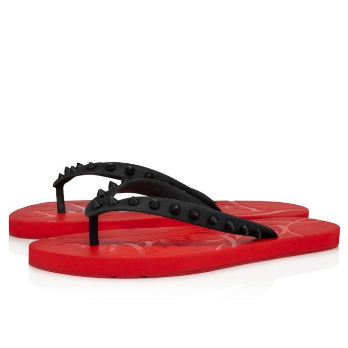 Flats Christian Louboutin Loubi Flip Donn 000 Gomme Flats Mujer Negros Rojos | MX-56772