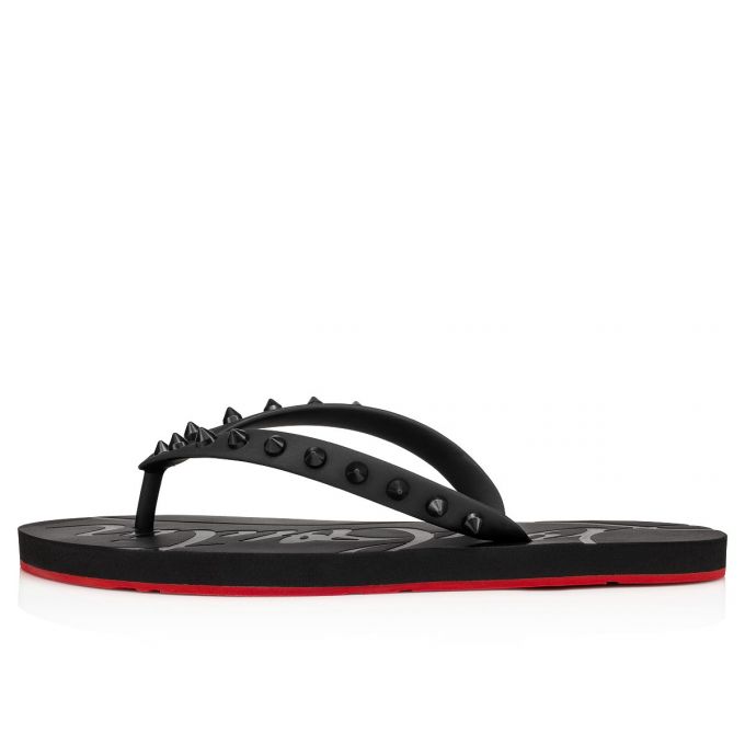 Flats Christian Louboutin Loubi Flip Plastic Finish Flats Mujer Negros | MX-26302