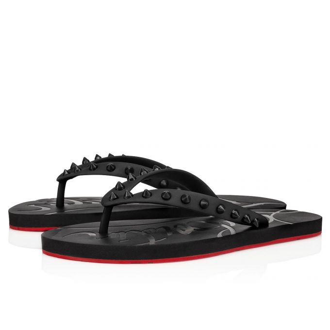 Flats Christian Louboutin Loubi Flip Plastic Finish Flats Mujer Negros | MX-26302