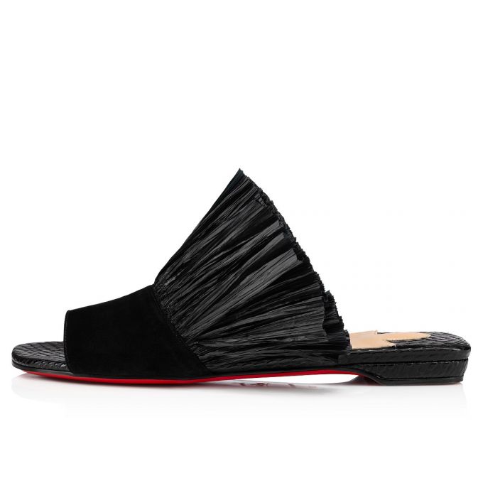 Flats Christian Louboutin Rafinani Veau Velours Flats Mujer Negros | MX-88166