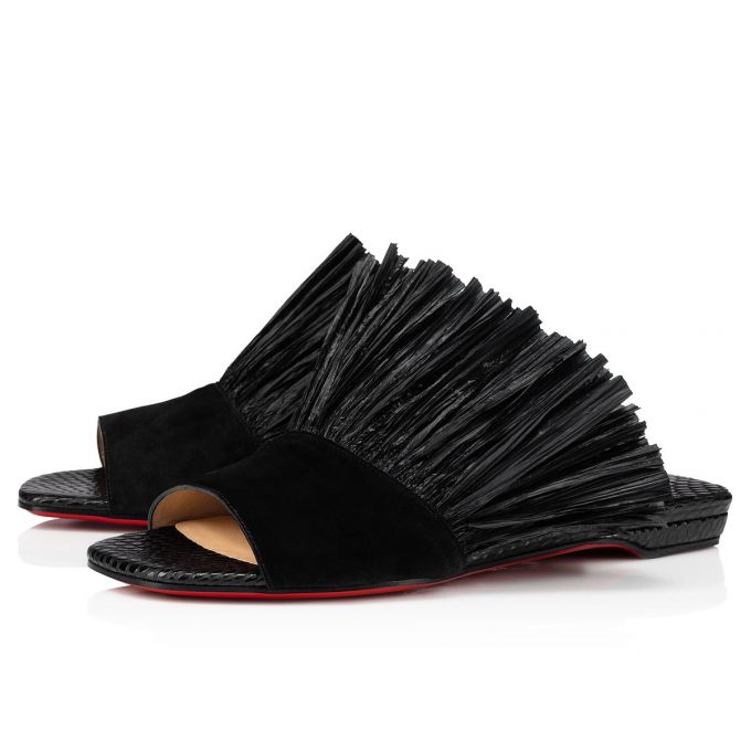 Flats Christian Louboutin Rafinani Veau Velours Flats Mujer Negros | MX-88166